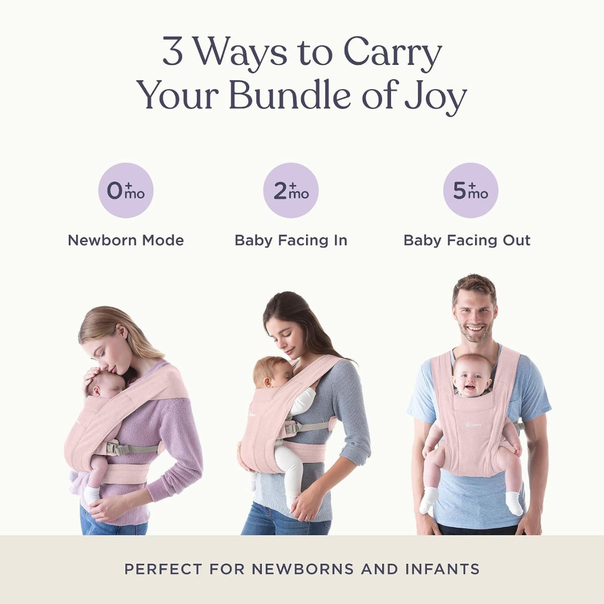 Ergobaby Embrace Newborn Baby Carrier 0-12M - Blush Pink - Newborn Comfort from Day One