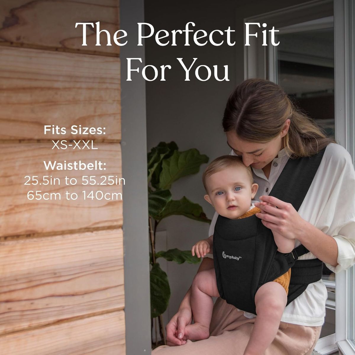 Ergobaby Embrace Newborn Baby Carrier 0-12M - Pure Black - Grows with Your Family