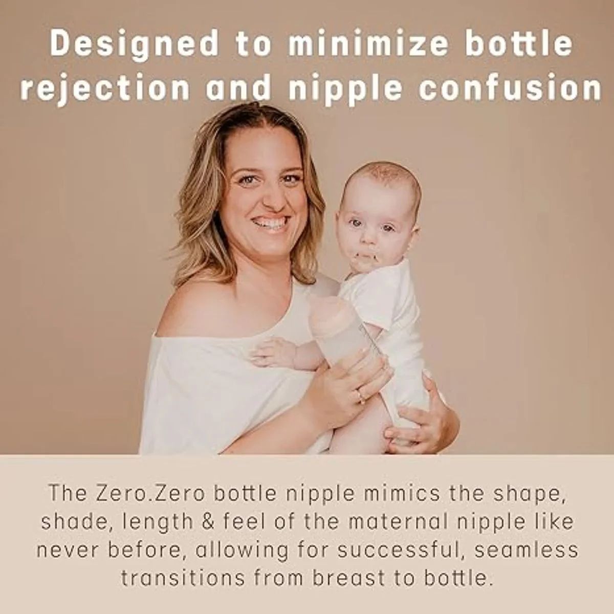 Suavinex Zero.Zero Asymmetrical Silicone Nipple Adaptable Flow 0M+ 2 Pack - Light Tone - Ideal for Mixed Feeding